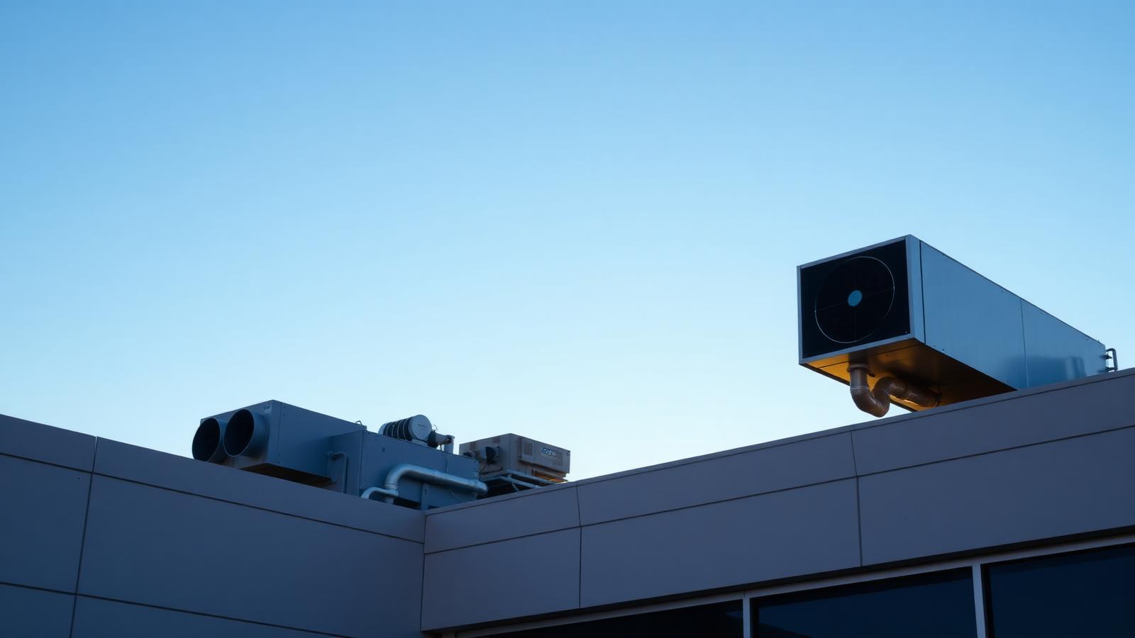 Commercial rooftop HVAC plant on a modern UK building